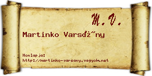 Martinko Varsány névjegykártya